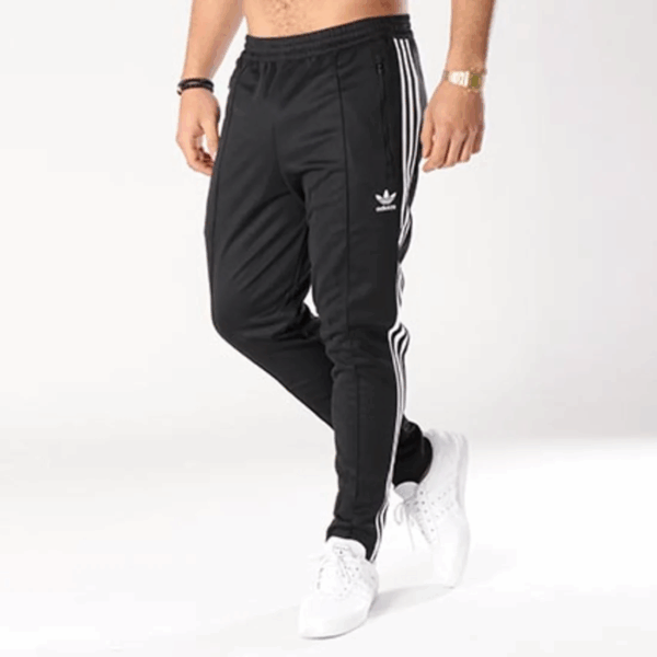Pantalon Jogging Bandes Brodées Beckenbauer CW1269 Noir Blanc