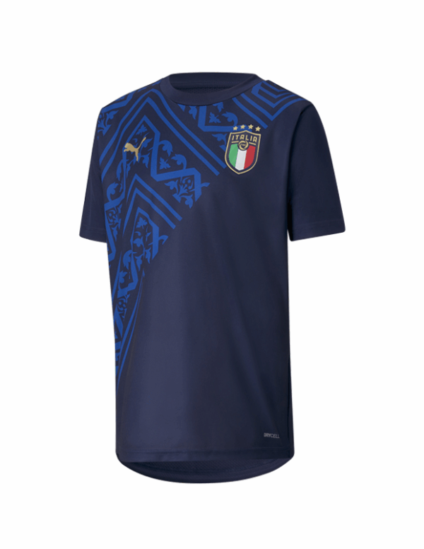 Camiseta de visitante de Italia 2020, manga corta para Niños (azul marino)